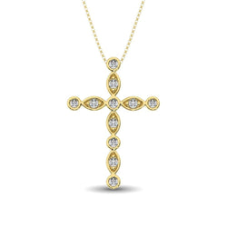 14K Yellow Gold 1/4 Ct.Tw. Diamond Cross Pendant - Larson Jewelers