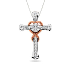 Diamond 1/5 Ct.Tw. Cross Pendant in 14K Two Tone Gold - Larson Jewelers