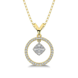 10K Yellow Gold 1/4 Ct.Tw. Diamond Circle Dangler Pendant - Larson Jewelers