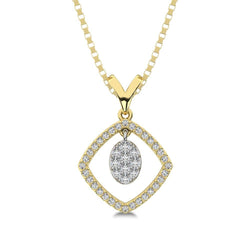 10K Yellow Gold 1/4 Ct.Tw. Diamond Square Shape Pendant with Dangler - Larson Jewelers