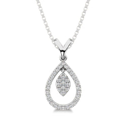 10K White Gold 1/5 Ct.Tw. Diamond Pear Shape Pendant with Dangler - Larson Jewelers