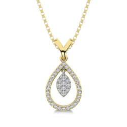 10K Yellow Gold 1/5 Ct.Tw. Diamond Pear Shape Pendant with Dangler - Larson Jewelers