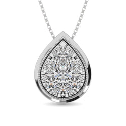 Diamond 1/2 Ct.Tw. Pear Shape Pendant in 14K White Gold - Larson Jewelers