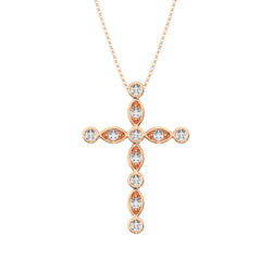 10K Rose Gold 1/6 Ct.Tw. Diamond Cross Pendant - Larson Jewelers