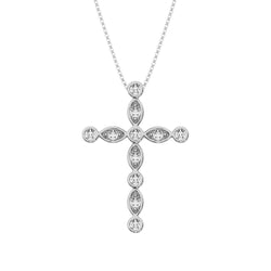 10K White Gold 1/6 Ct.Tw. Diamond Cross Pendant - Larson Jewelers