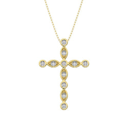 10K Yellow Gold 1/6 Ct.Tw. Diamond Cross Pendant - Larson Jewelers