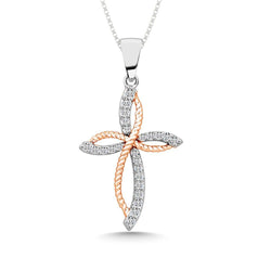 Diamond 1/6 Ct.Tw. Cross Pendant in 10K Two Tone - Larson Jewelers