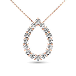 14K Rose Gold 3/8 Ct.Tw. Diamond Tear Drop Pendant - Larson Jewelers