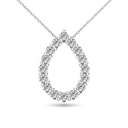 14K White Gold 3/8 Ct.Tw. Diamond Tear Drop Pendant - Larson Jewelers