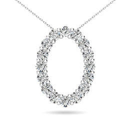 Diamond 3/8 Ct.Tw. Oval Shape Pendant in 14K White Gold - Larson Jewelers