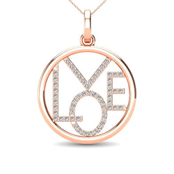 Diamond 1/10 Ct.Tw. LOVE Pendant in 10K Rose Gold - Larson Jewelers