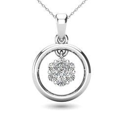 Diamond 3/8 Ct.Tw. Open Circle Flower Pendant in 10K White Gold - Larson Jewelers