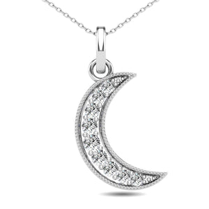 Diamond 1/10 Ct.Tw. Crescent Moon Pendant in 10K White Gold - Larson Jewelers