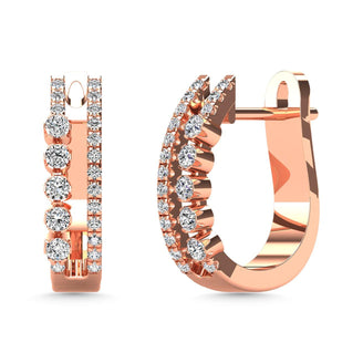 Diamond 1/4 Ct.Tw. Hoop Earrings in 14K Rose Gold - Larson Jewelers