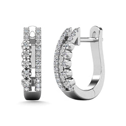 Diamond 1/4 Ct.Tw. Hoop Earrings in 14K White Gold - Larson Jewelers