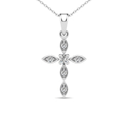 Diamond 1/8 Ct.Tw. Cross Pendant in 14K White Gold - Larson Jewelers