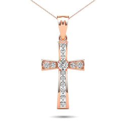 14K Rose Gold 1/5 Ct.Tw. Diamond Cross Pendant - Larson Jewelers