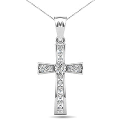 14K White Gold 1/5 Ct.Tw. Diamond Cross Pendant - Larson Jewelers