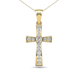 14K Yellow Gold 1/5 Ct.Tw. Diamond Cross Pendant - Larson Jewelers