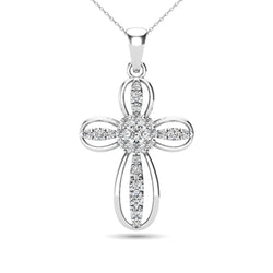 Diamond 1/5 Ct.Tw. Cross Pendant in 14K White Gold - Larson Jewelers