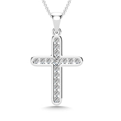 Diamond 1/5 Ct.Tw. Cross Pendant in 14K White Gold - Larson Jewelers