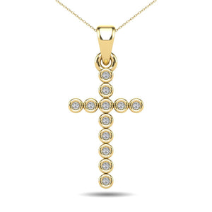 10K Yellow Gold 1/20 Ct.Tw. Diamond Accent Croos Pendant - Larson Jewelers