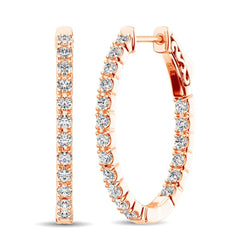 14K Rose Gold Diamond 9/10 Ct.Tw. In and Out Hoop Earrings - Larson Jewelers