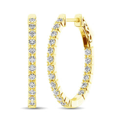 14K Yellow Gold Diamond 9/10 Ct.Tw. In and Out Hoop Earrings - Larson Jewelers