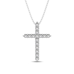 Diamond 2/7 Ct.Tw. Cross Pendant in 14K White Gold - Larson Jewelers