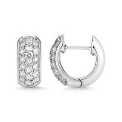 Diamond 3/4 Ct.Tw. Hoop Earrings in 14K White Gold - Larson Jewelers