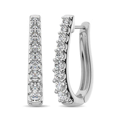 10K White Gold Diamond 1 Ct.Tw. Classic Hoop Earrings - Larson Jewelers