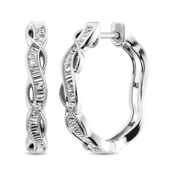 10K White Gold Baguette Diamond 1/5 Ct.Tw. Hoop Earrings - Larson Jewelers