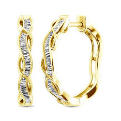 10K Yellow Gold Baguette Diamond 1/5 Ct.Tw. Hoop Earrings - Larson Jewelers