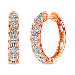 10K Rose Gold Diamond 1 Ct.Tw. Hoop Earrings - Larson Jewelers