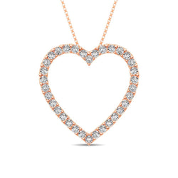 10K Rose Gold Diamond 1/2 Ct.Tw. Heart Pendant - Larson Jewelers