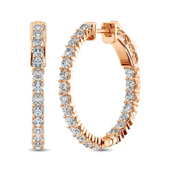 10K Rose Gold Diamond 1/2 Ct.Tw. In and Out Hoop Earrings - Larson Jewelers