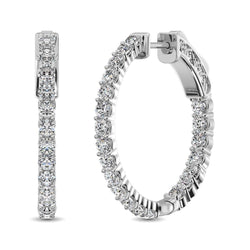 10K White Gold Diamond 1/2 Ct.Tw. In and Out Hoop Earrings - Larson Jewelers