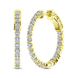 10K Yellow Gold Diamond 1/2 Ct.Tw. In and Out Hoop Earrings - Larson Jewelers