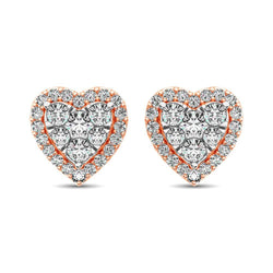 Diamond 3/4 ct tw Heart Earrings in 14K Rose Gold - Larson Jewelers