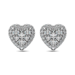 Diamond 3/4 ct tw Heart Earrings in 14K White Gold - Larson Jewelers