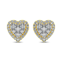 Diamond 3/4 ct tw Heart Earrings in 14K Yellow Gold - Larson Jewelers