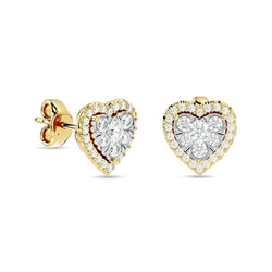 Diamond 1 Ct.Tw. Heart Fashion Earrings in 14K Yellow Gold - Larson Jewelers