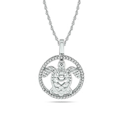 Diamond Sea Of life Turtle Pendant 1/8 ct tw in Sterling Silver - Larson Jewelers