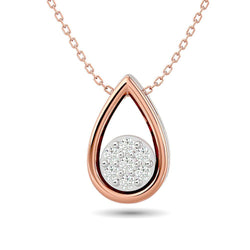 Diamond Tear Shape Pendant 1/10 ct tw Round Cut in 10K Rose Gold - Larson Jewelers