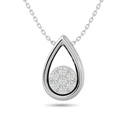 Diamond Tear Shape Pendant 1/10 ct tw Round Cut in 10K White Gold - Larson Jewelers