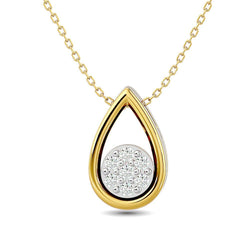 Diamond Tear Shape Pendant 1/10 ct tw Round Cut in 10K Yellow Gold - Larson Jewelers