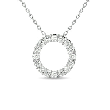 Diamond 1/4 Ct.Tw. Circle Pendant in 14K White Gold - Larson Jewelers