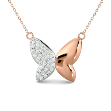 Diamond 1/8 ct tw Butterfly Necklace in 10K Rose Gold - Larson Jewelers