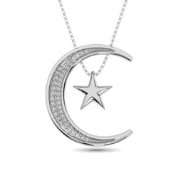 Diamond Moon and Star Pendant 1/20 ct tw in Sterling Silver - Larson Jewelers