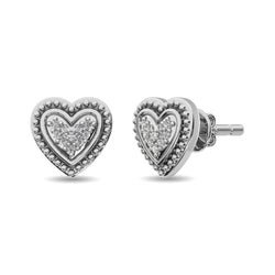 Diamond Heart Earrings 1/20 ct tw in Sterling Silver - Larson Jewelers